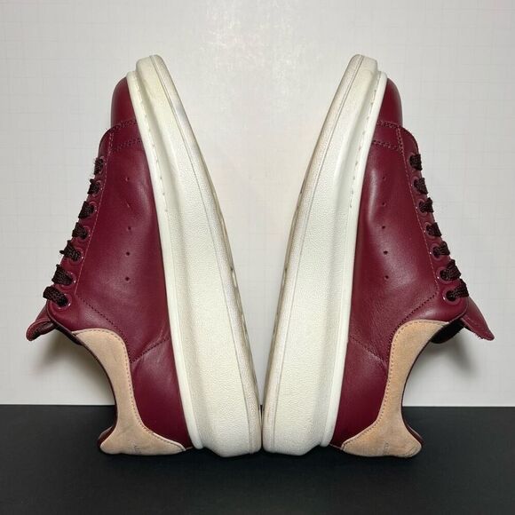 Womens ALEXANDER MCQUEEN Oversize Burgundy Red Leather Trainers / Size 6.5 - Picture 6 of 9